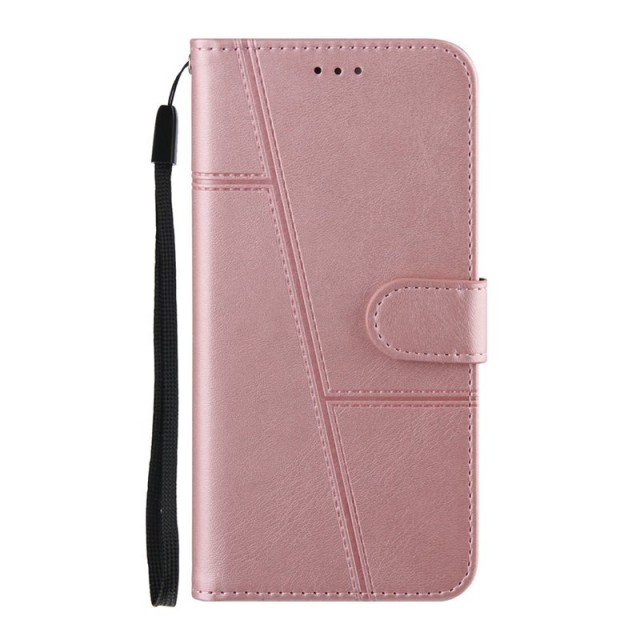 Lommebok deksel Stitching for Samsung Galaxy S21 FE 5G Roségull